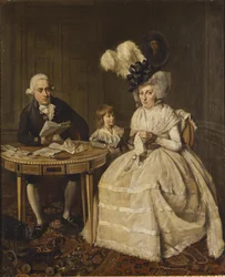 Portrait of Johannes Enschedé Jr. with His Wife Johanna Swaving and Their Son Johannes Enschedé III, by Wybrand Hendriks in 1796